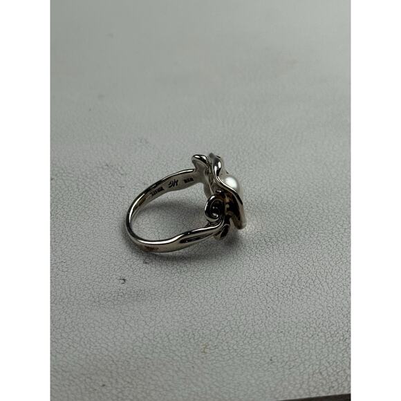 Hagit Gorali Israel Sterling Silver Ring Real Pearl Flower Size 7 - Picture 4 of 11